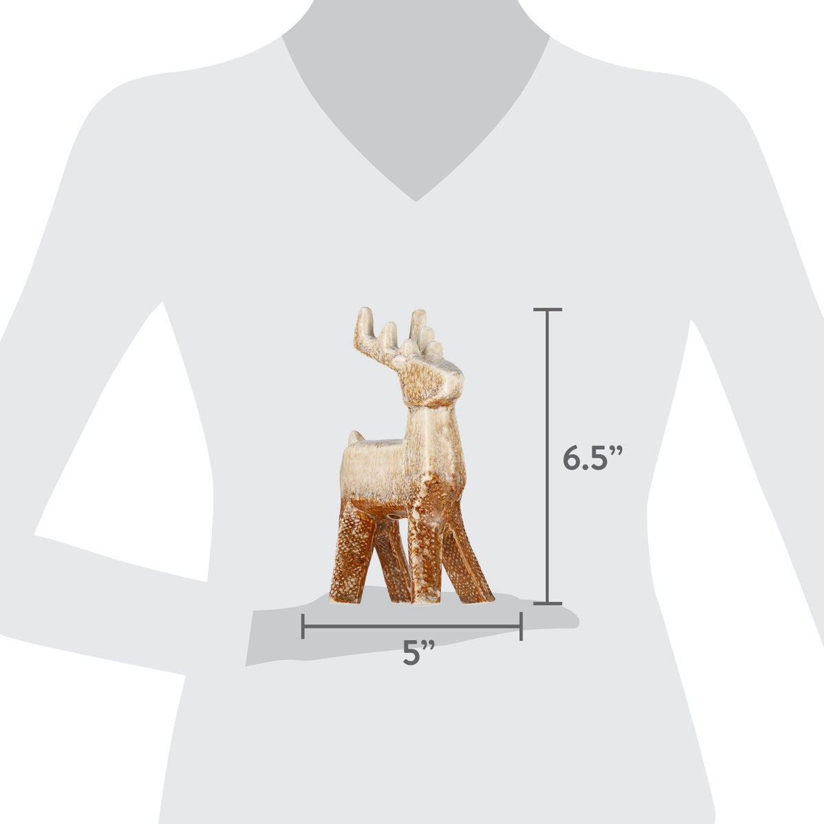 Small Ceramic Standing Deer Christmas Decoration, Cream and Brown, 6.5", by Holiday Time