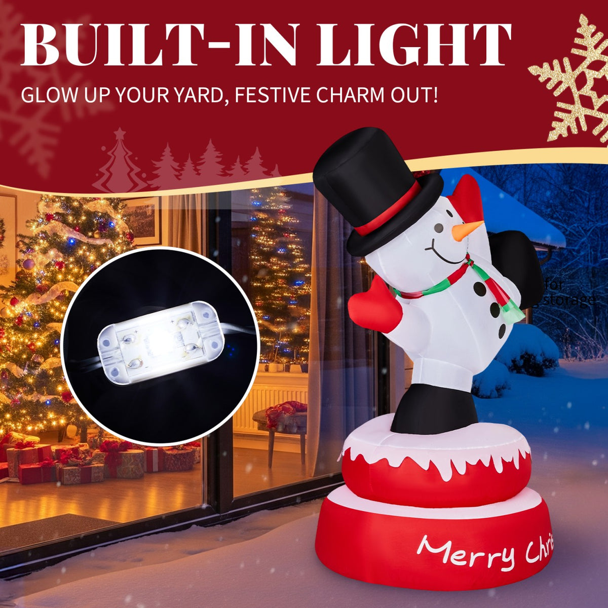 Tcbosik 12 FT Giant Christmas Inflatables Snowman Outdoor Yard Decorations, Blow up Snow Man with Black Hat, Built-in LED Light, Winter Outside Decor for Holiday Party Patio Garden Lawn