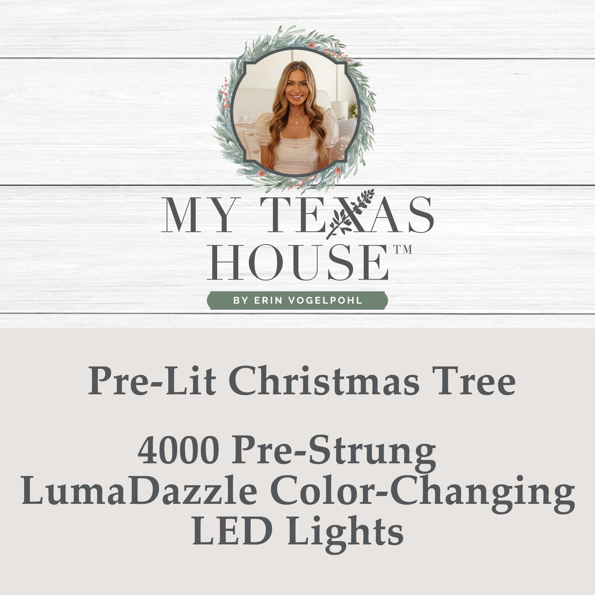 My Texas House 9' Pre-Lit Grand Spruce Green Artificial Christmas Tree with LumaDazzle Color-Changing Twinkle LED Lights, Quick Set, and Stand