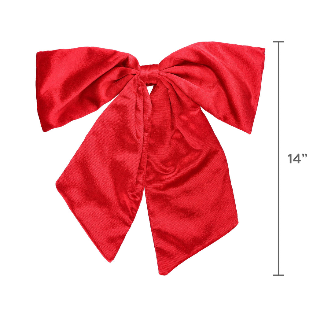 Red Velvet Decorative Christmas Bow, 14", by Holiday Time