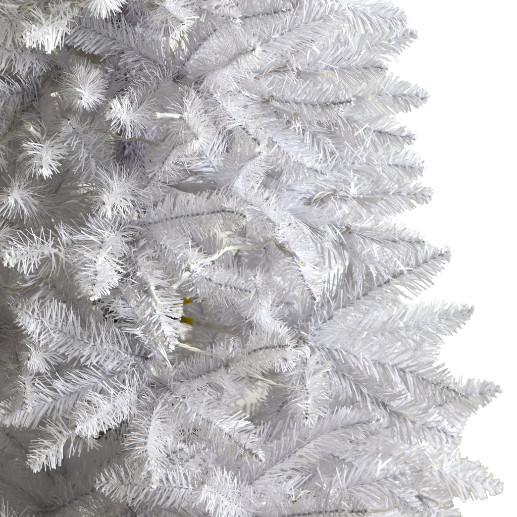 Nearly Natural 3' White Slim Artificial Christmas Tree Prelit 50 Warm White LED Lights