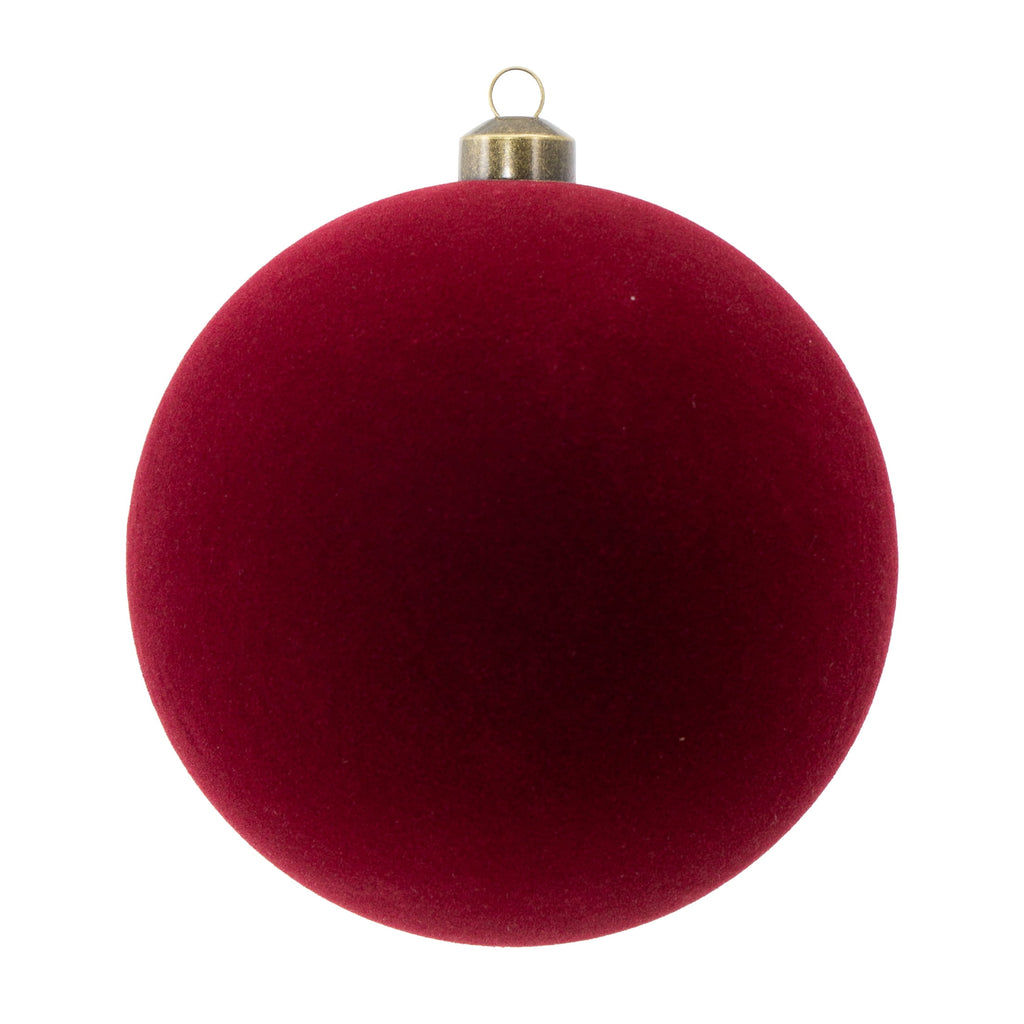 My Texas House 2-Count Burgundy Velvet-Feel Ball Shatterproof Christmas Ornaments, 7"