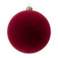 My Texas House 2-Count Burgundy Velvet-Feel Ball Shatterproof Christmas Ornaments, 7"