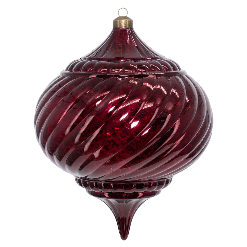 My Texas House 2-Count Burgundy Finial Shatterproof Christmas Ornaments, 11"