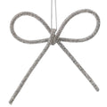 My Texas House 2-Count Silver Crystal Bow Christmas Ornaments, 6"