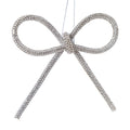 My Texas House 2-Count Silver Crystal Bow Christmas Ornaments, 4"