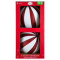 2-Count Red and White Jumbo Stripe Ball Shatterproof Christmas Ornaments, 9", by Holiday Time