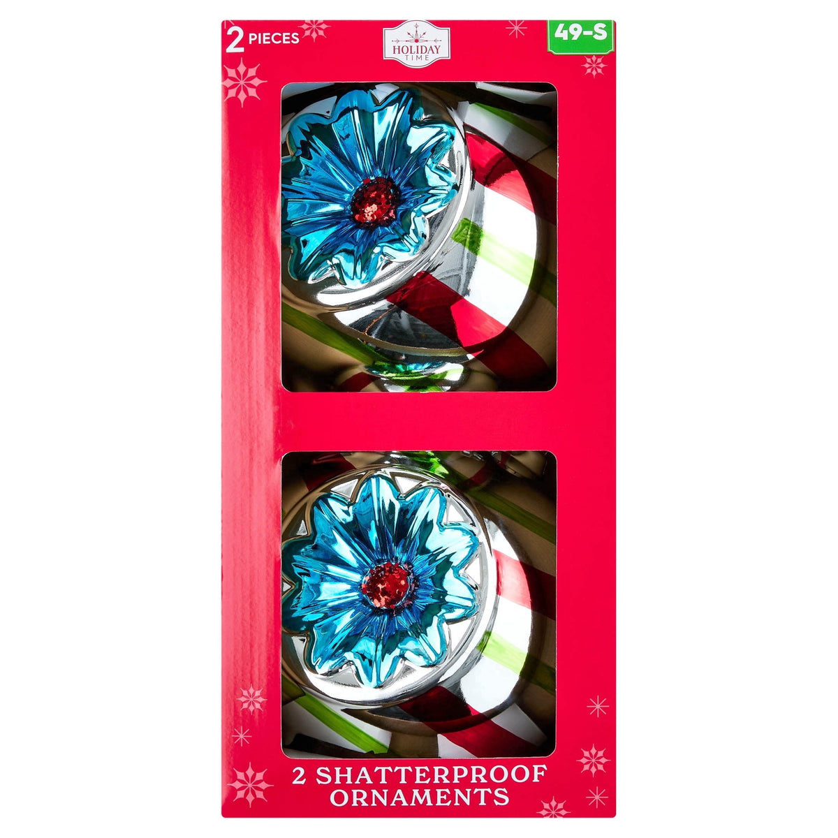 2-Count Red and White Jumbo Tinsel Candy Cane Shatterproof Christmas Ornaments, 14", by Holiday Time