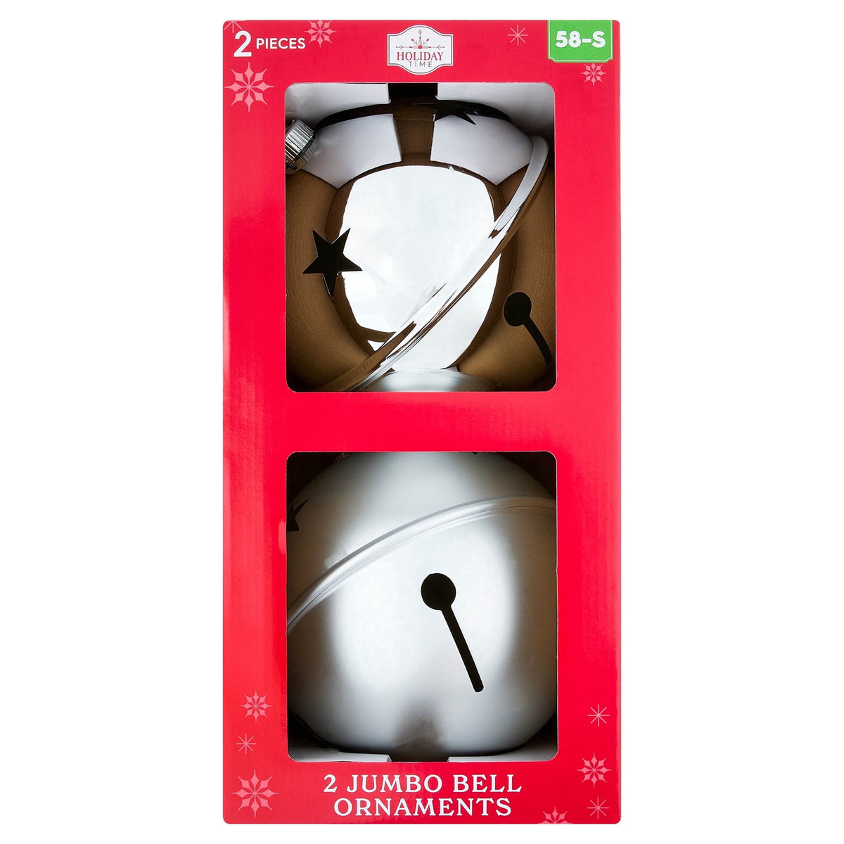 2-Count Silver Jumbo Bell Shatterproof Christmas Ornaments, 8", by Holiday Time