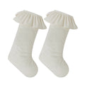 My Texas House Ruffle Ivory Velvet Christmas Stockings, 20" x 10" (2 Count)
