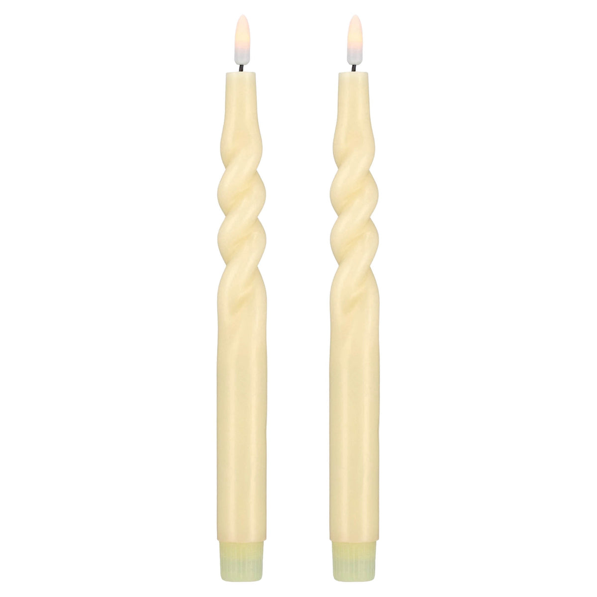 Indoor Battery-Operated LED Plastic Flameless Christmas Twisted Taper Candles, Cream, 11", 2 Count, by Holiday Time