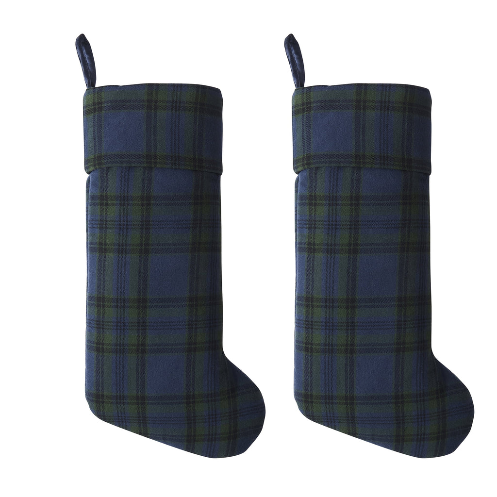 My Texas House Angie Blue Plaid Christmas Stockings, 20" x 10" (2 Count)