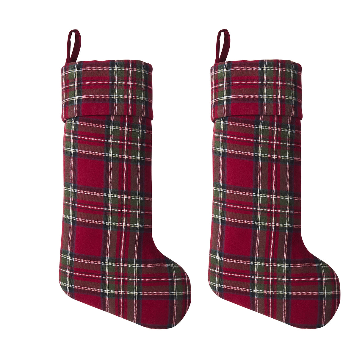 My Texas House Angie Red Plaid Christmas Stockings, 20" x 10" (2 Count)