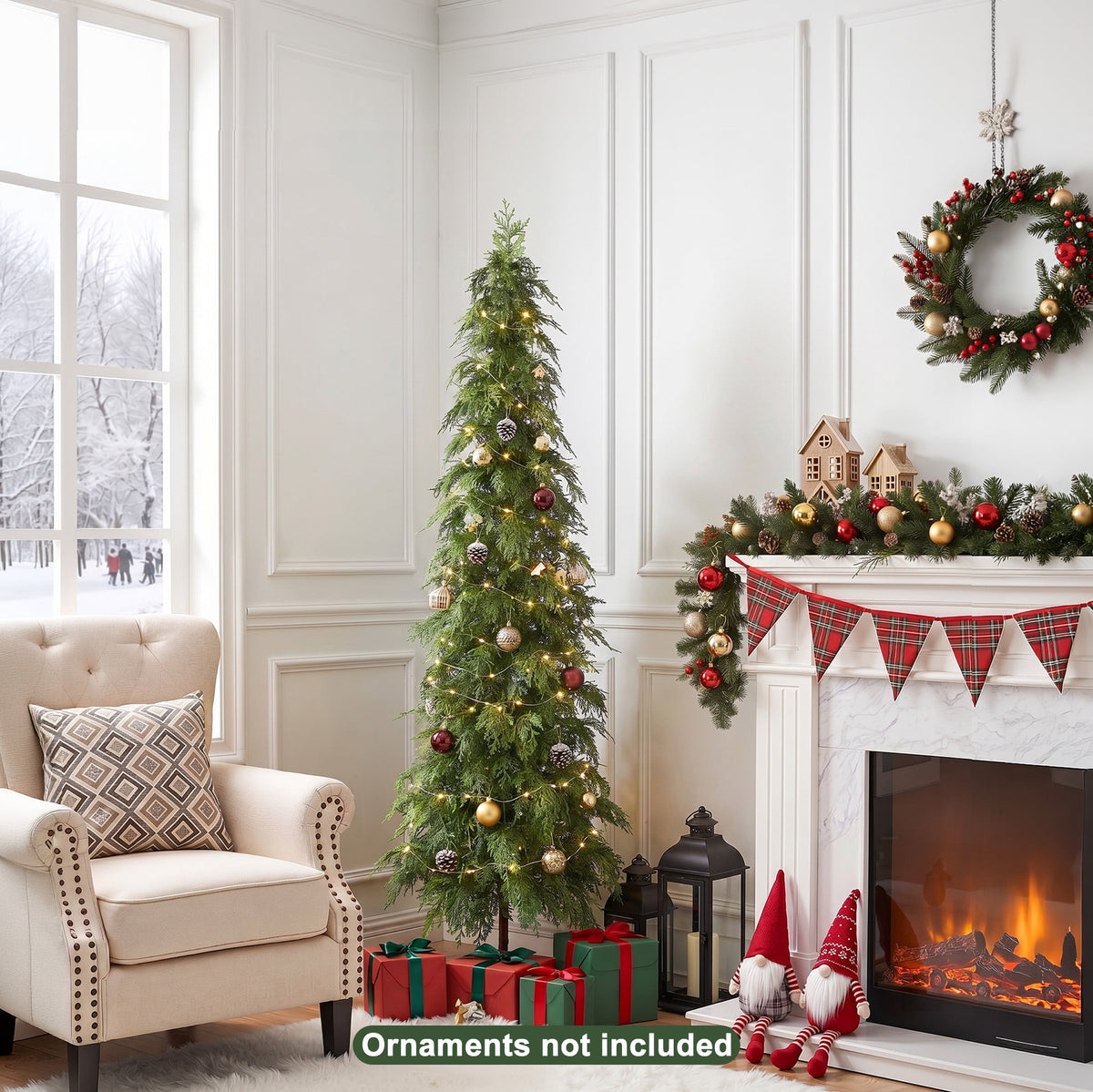 DR.Planzen Artificial Cypress Tree 5FT - Realistic PE Faux Christmas Tree with Stable Iron Base, Artificial Evergreen Tree for Front Porch, Patio, Entryway, Indoor Outdoor Home Decor