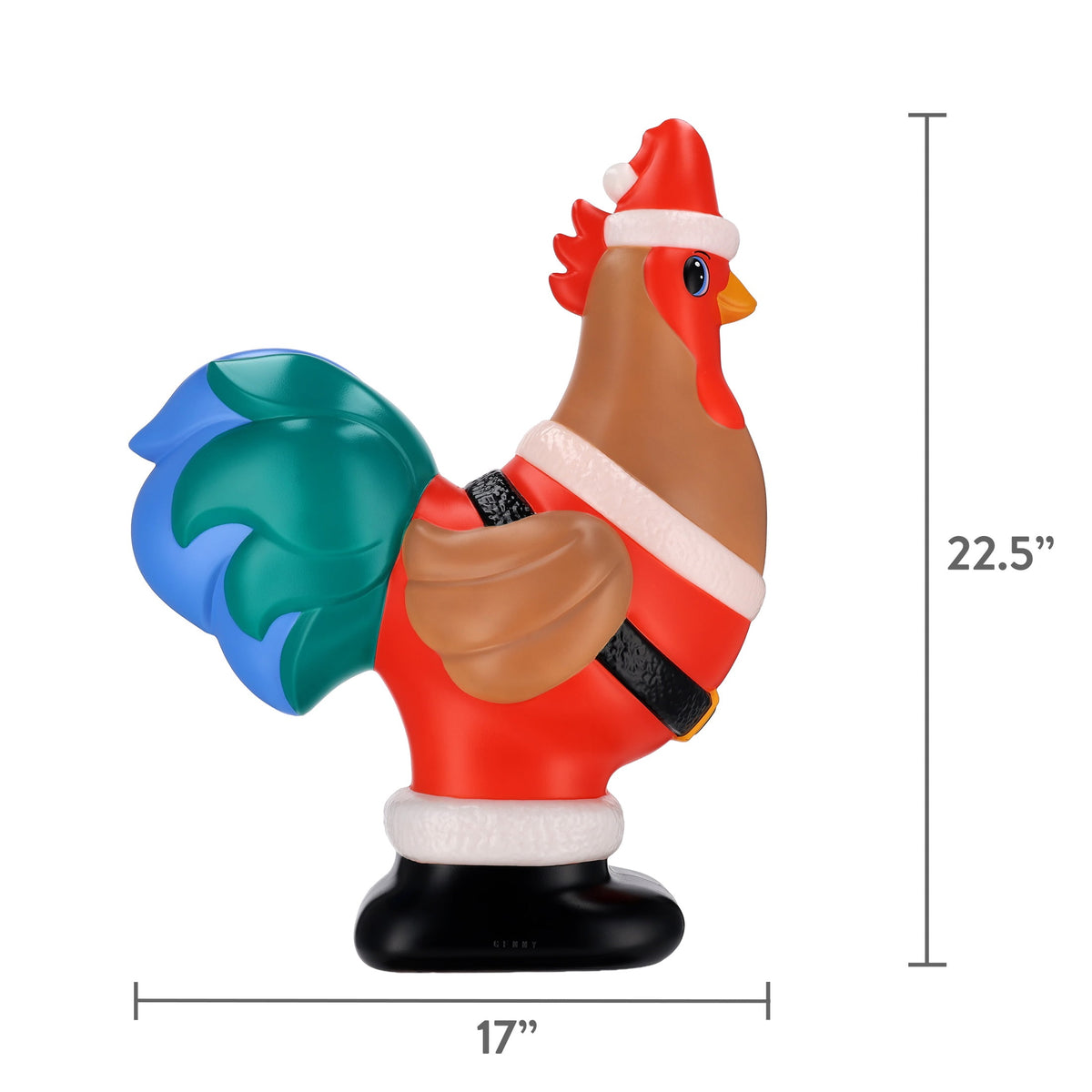 Lighted Blow Mold Rooster Indoor/Outdoor Christmas Decoration, Multicolor, 22.5", by Holiday Time