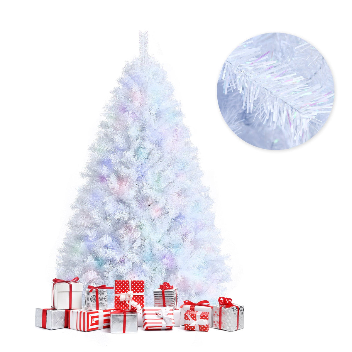 Topbuy 6FT White Realistic Xmas Tree, Lush Christmas Tree W/ 792 PVC & PET Branch Tips