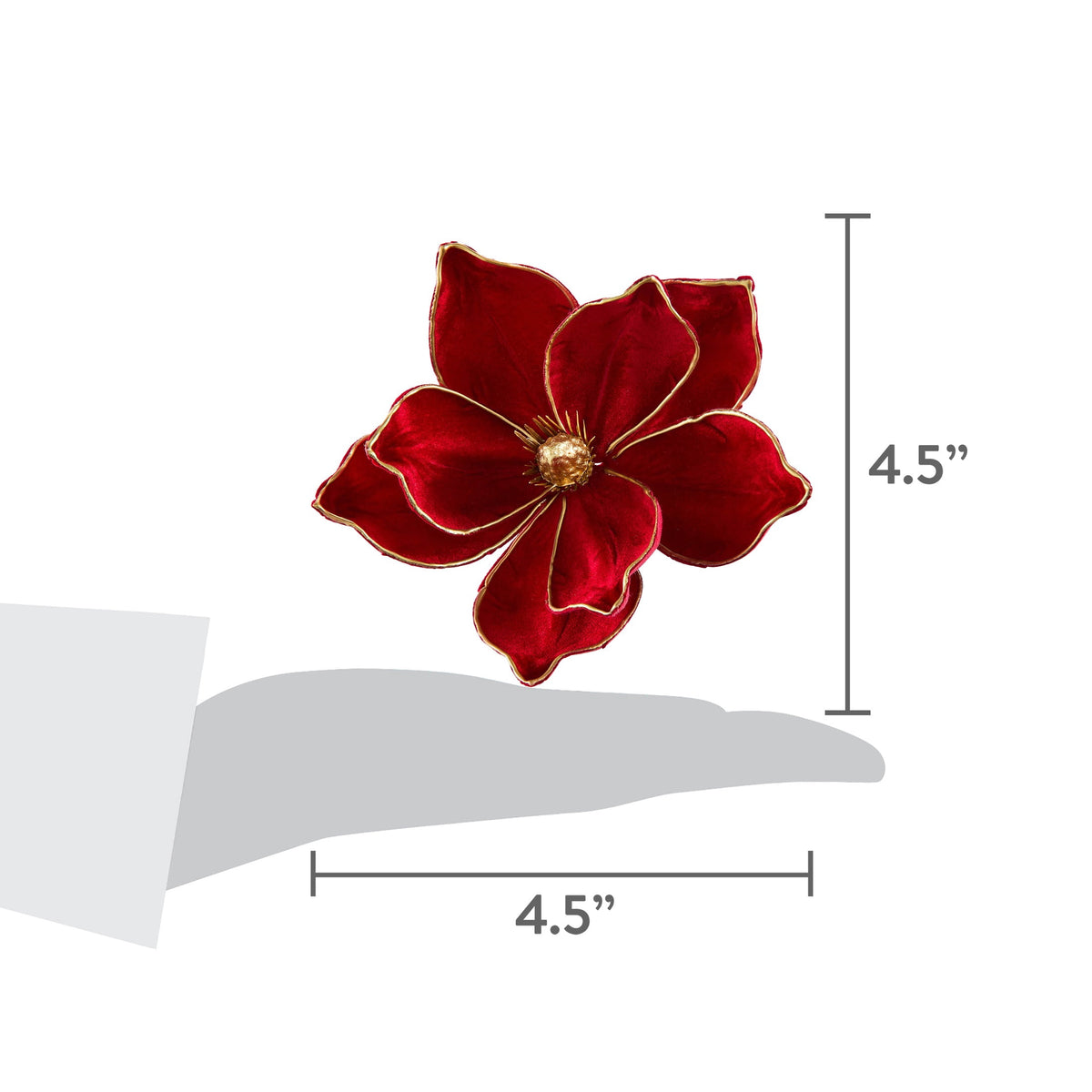 Red and Gold Magnolia Christmas Clip Ornament, 4.5", by Holiday Time