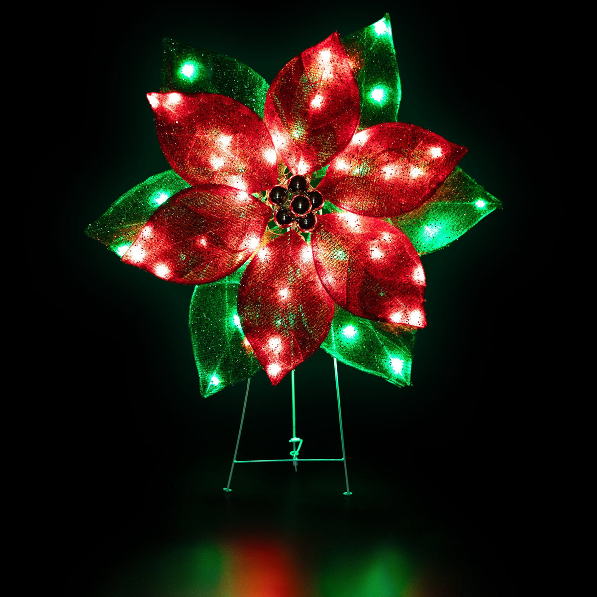 Northlight LED Lighted Poinsettia Outdoor Christmas Yard Decoration - 34" - Red and Green