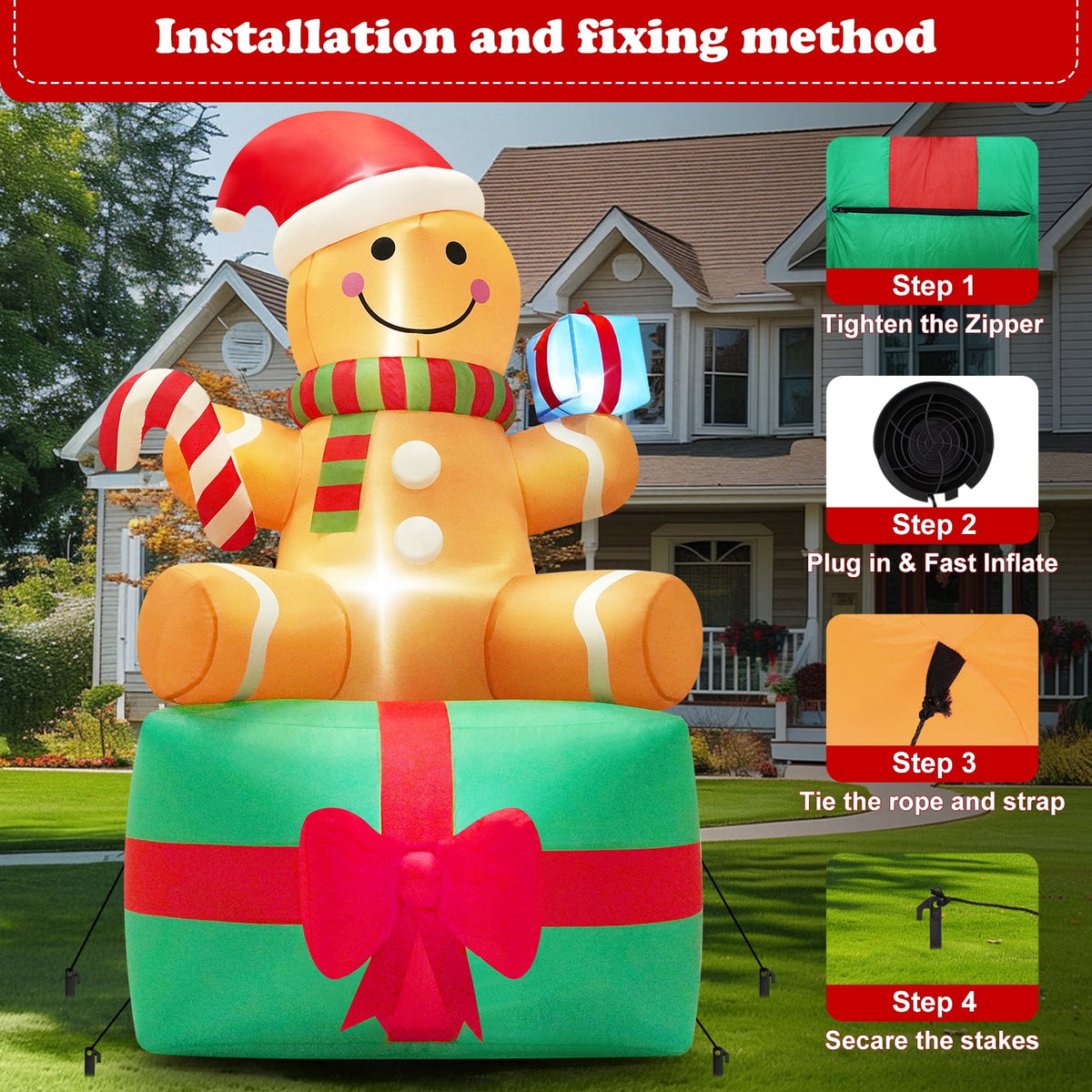 Yexmas 10ft Christmas Inflatable Santa Claus On Sleigh With 3 Reindeer Outdoor Lights Decor for Holiday Decor,Xmas Party,Yard,Garden and Lawn