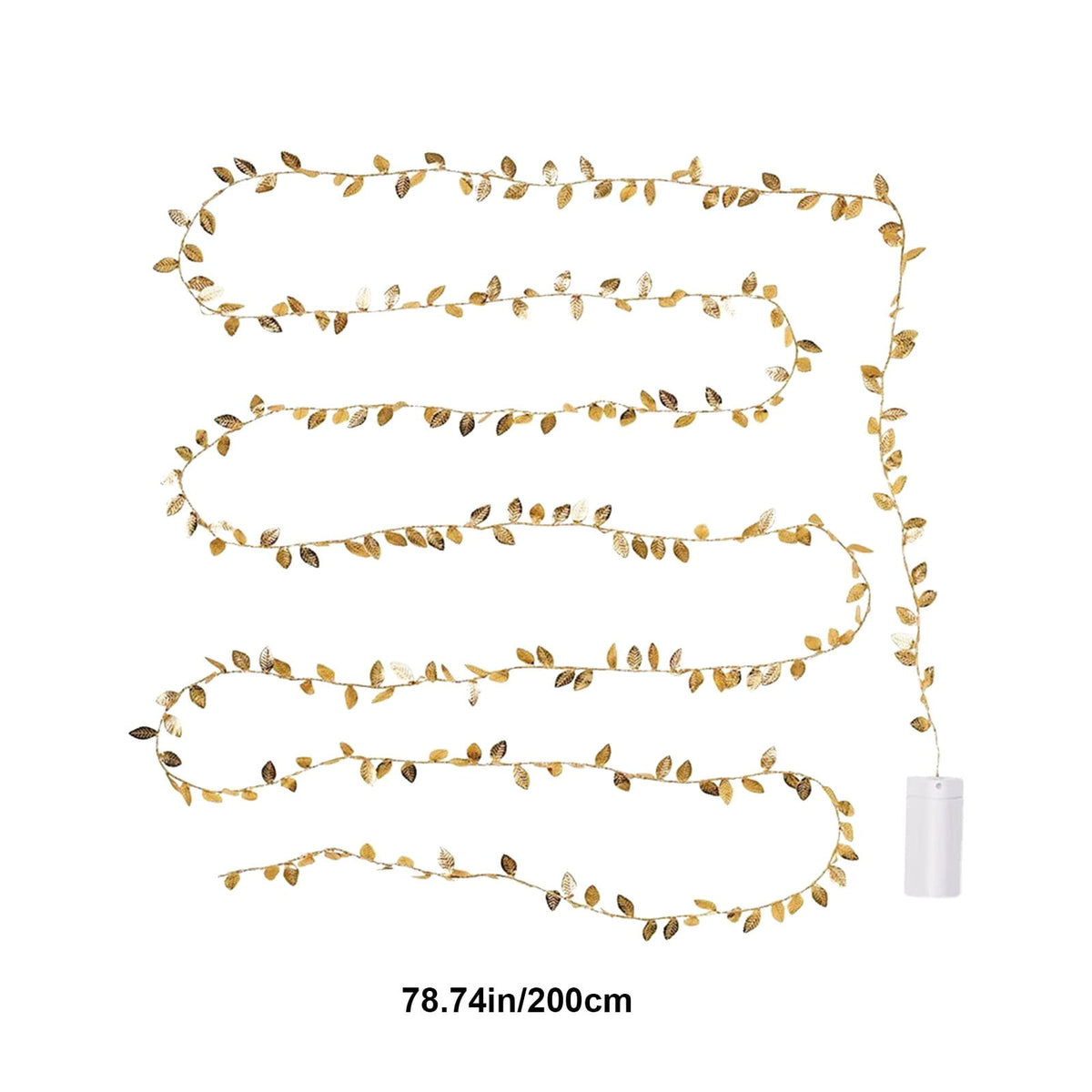 SLYNSHome 20 LED Christmas Leaf Garland String Lights Ornament,6.56 Ft Xmas Gold Leaves Garland String Lamps Battery Operated Xmas Fairy Lights for Holiday Christmas Home Party Decoration