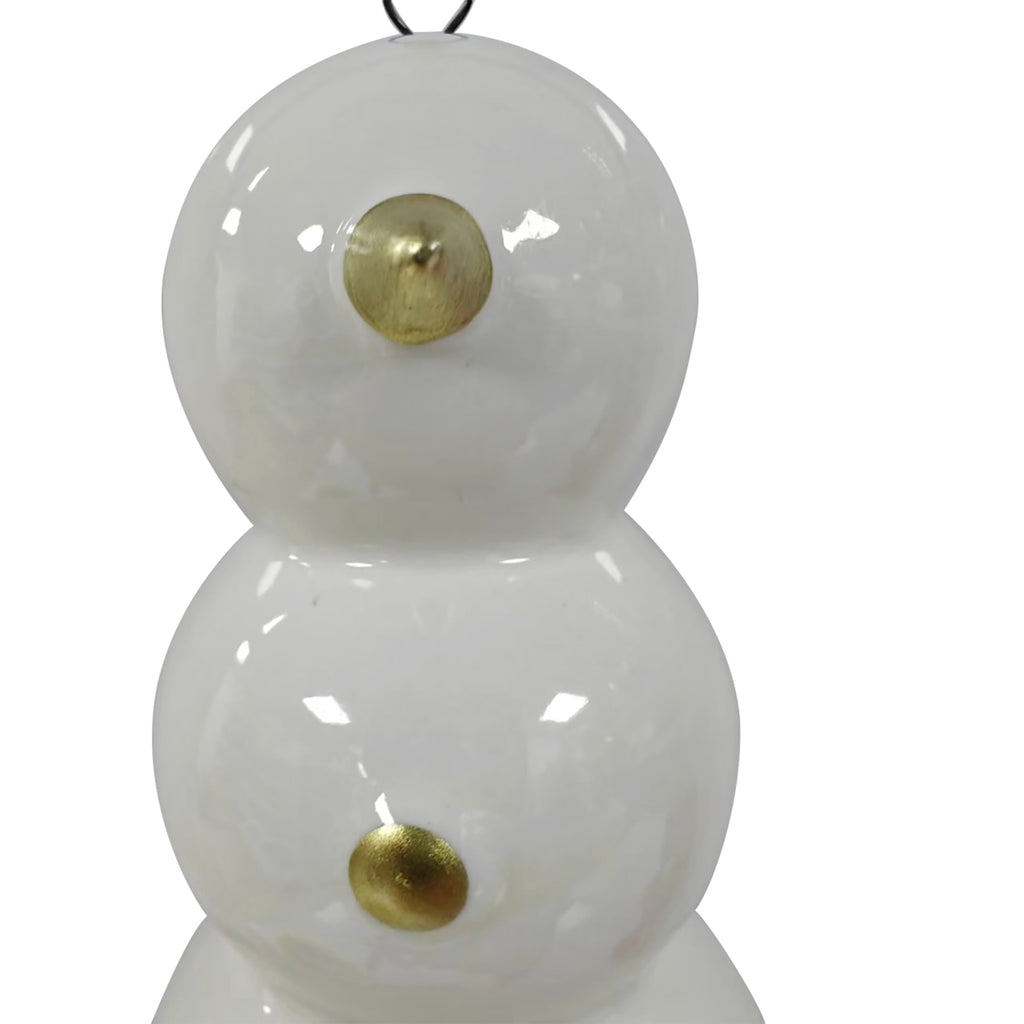 White and Gold Ceramic Snowman Christmas Ornament, 5", by Holiday Time