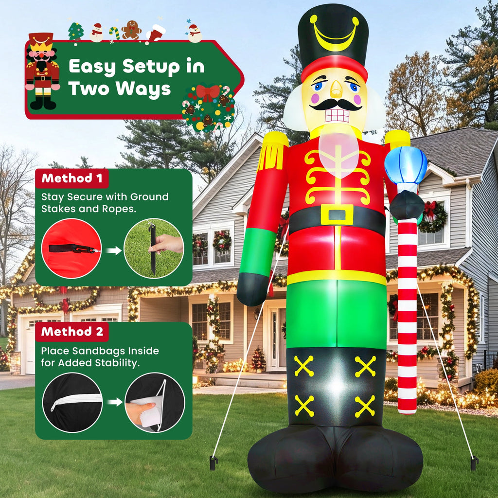 Yexmas 8FT Christmas Inflatable Nutcracker Soldier Blow Up Yard Decor with LED Light for Outdoor Christmas Party ,Garden and Lawn