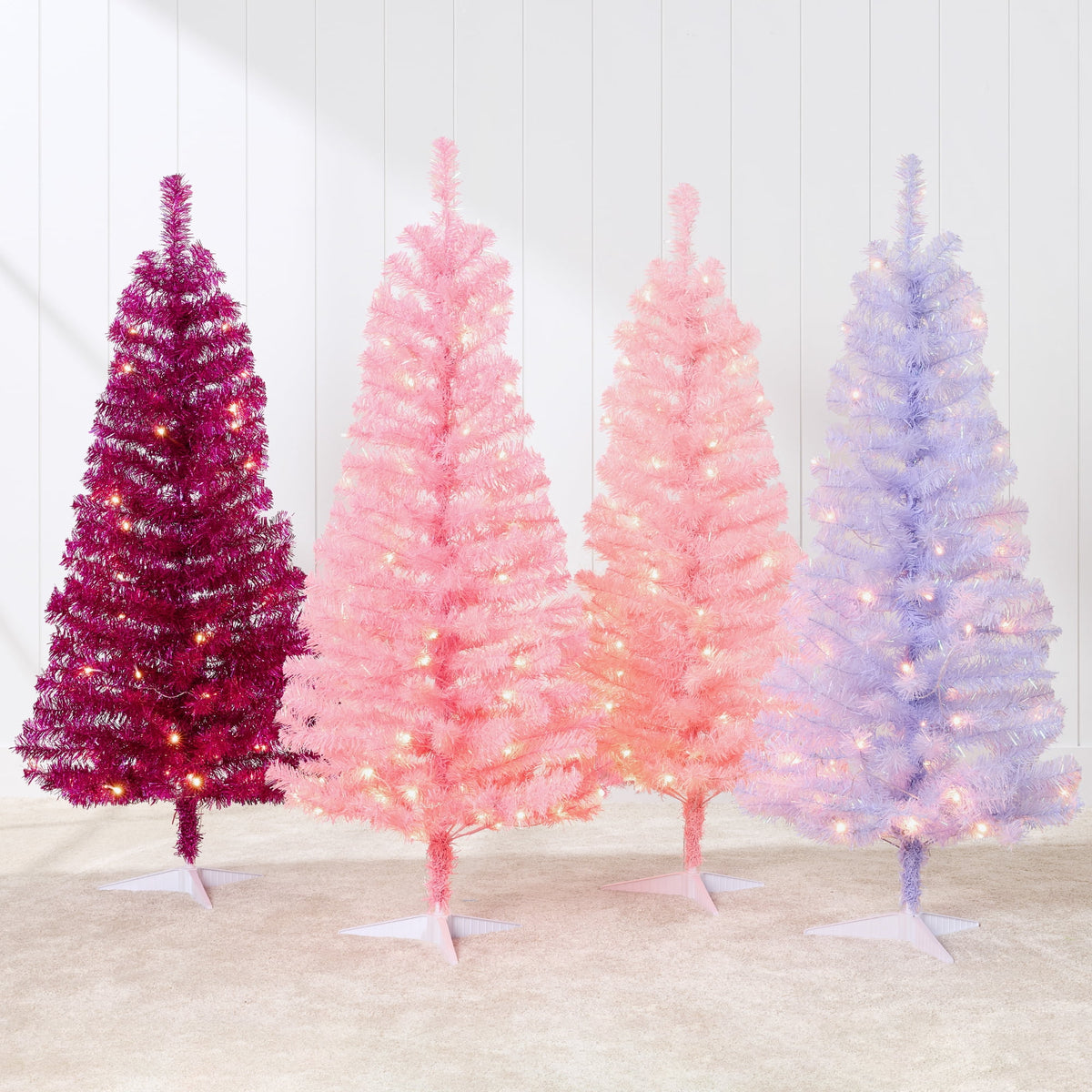 Best Choice Products 4ft Prelit Colored Christmas Tree, Artificial Tree Holiday Decor w/ 70 LED Lights - Baby Blue Tinsel