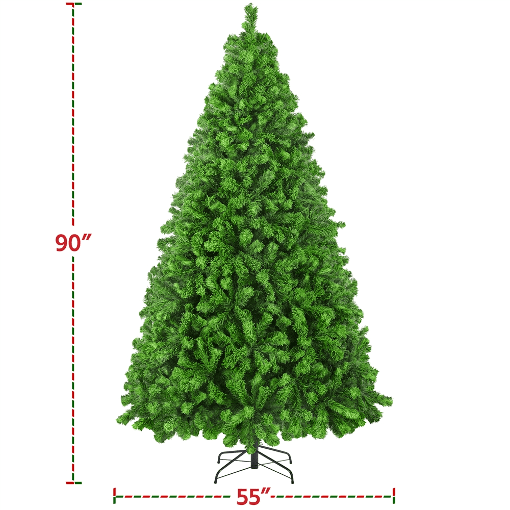 Alden Design 7.5 ft Pre-Lit Flocked Christmas Tree with Warm Lights, Frosted White