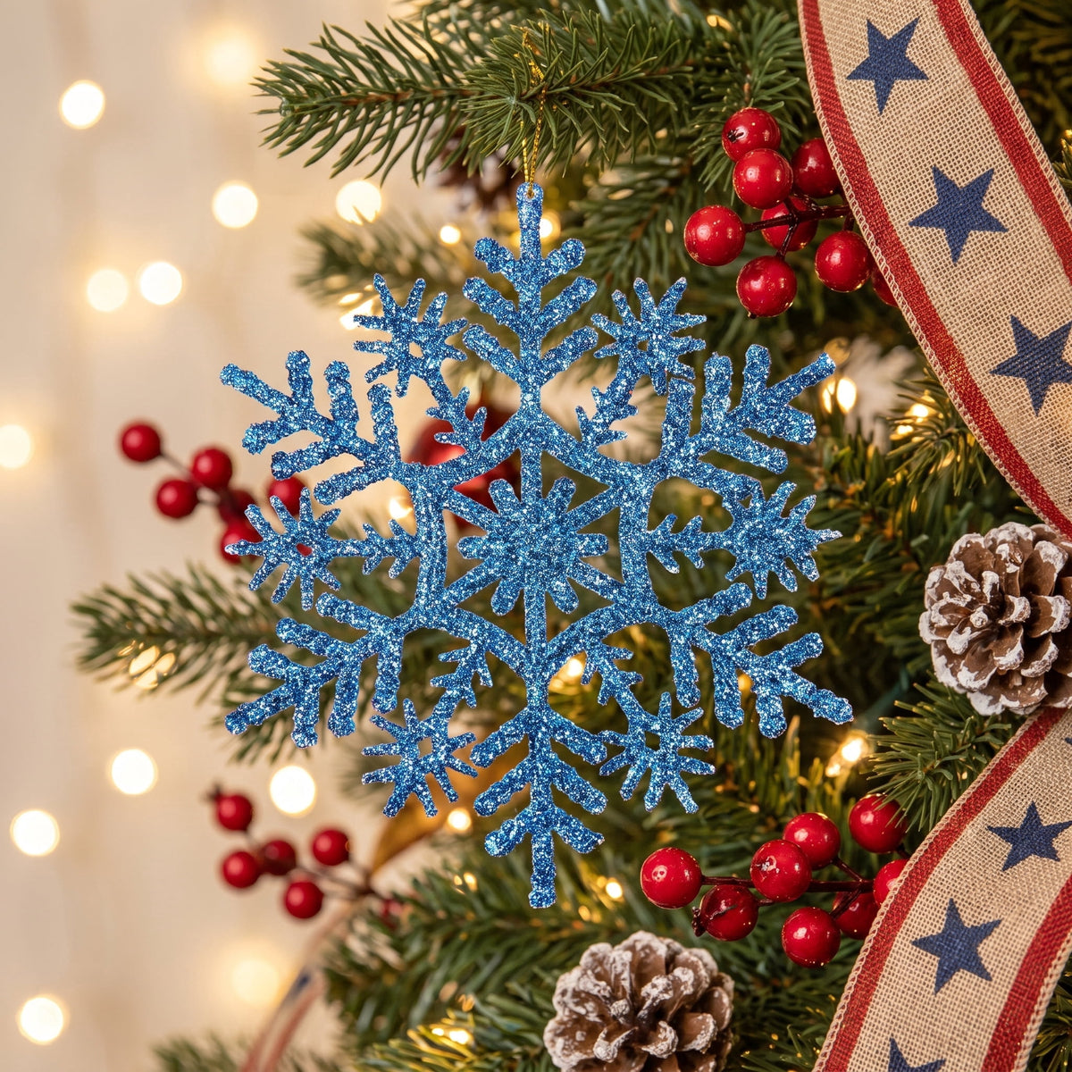20-Count Pink Glitter Snowflake Christmas Ornaments, 3.9", by Holiday Time