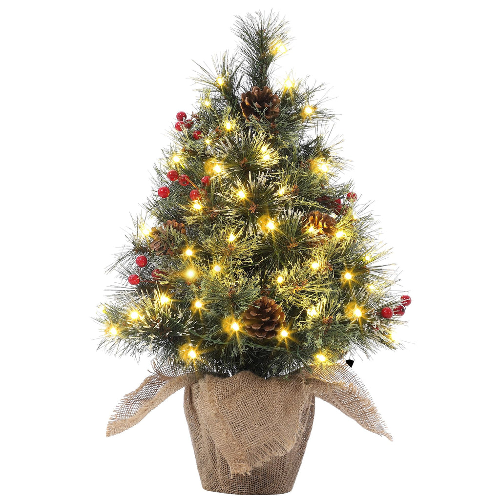 Huisuilinss Artificial Mini Christmas Tree,3FT Pre-Lit Christmas Tree,Tabletop Christmas Tree With Led Lights,Battery Powered Xmas Decoration For Fireplace Office Home Decor Indoor