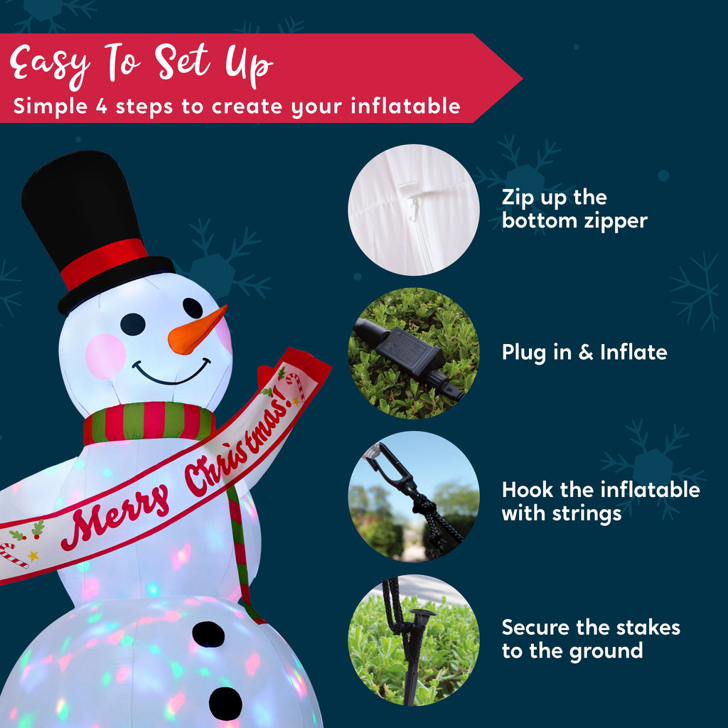 Joyfy 6 FT Christmas Inflatables Snowman Outdoor Decorations,Snowman Christmas Blow Ups Yard Christmas with Built-in LEDs for Holiday Party Garden Lawn Decor