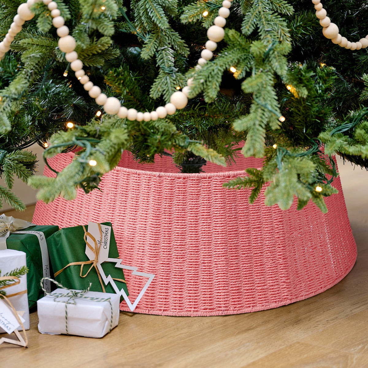 Ayieyill 26 inch Christmas Tree Collar, Christmas Tree Skirt Cover for Christmas Tree Decorations | Rattan (Natural)