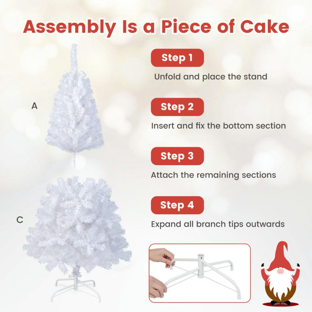 Barara King Christmas Tree,Home Party Christmas Tree Decorations,5 ft White Artificial PVC Christmas Tree