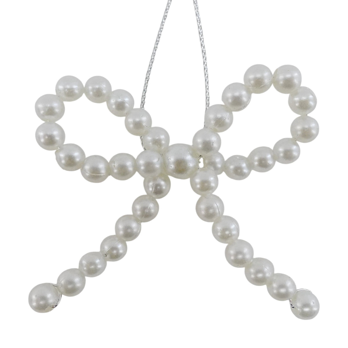 4-Count White Beaded Bow Mini Christmas Ornaments, 2.5", by Holiday Time