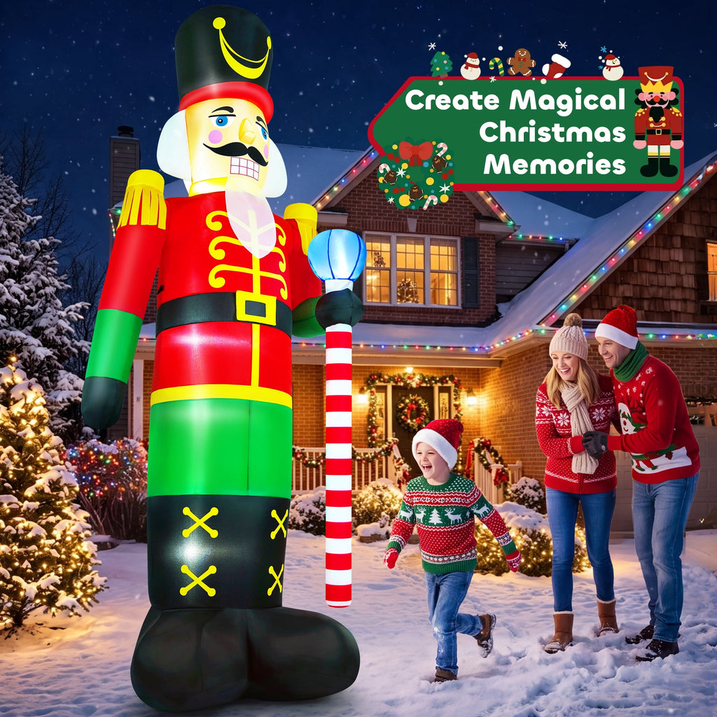 Yexmas 8FT Christmas Inflatable Nutcracker Soldier Blow Up Yard Decor with LED Light for Outdoor Christmas Party ,Garden and Lawn
