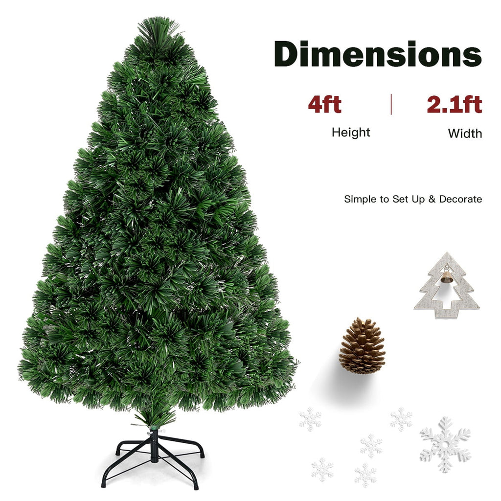 Topbuy 4'Fiber Optic Artificial PVC Christmas Tree w/ Met