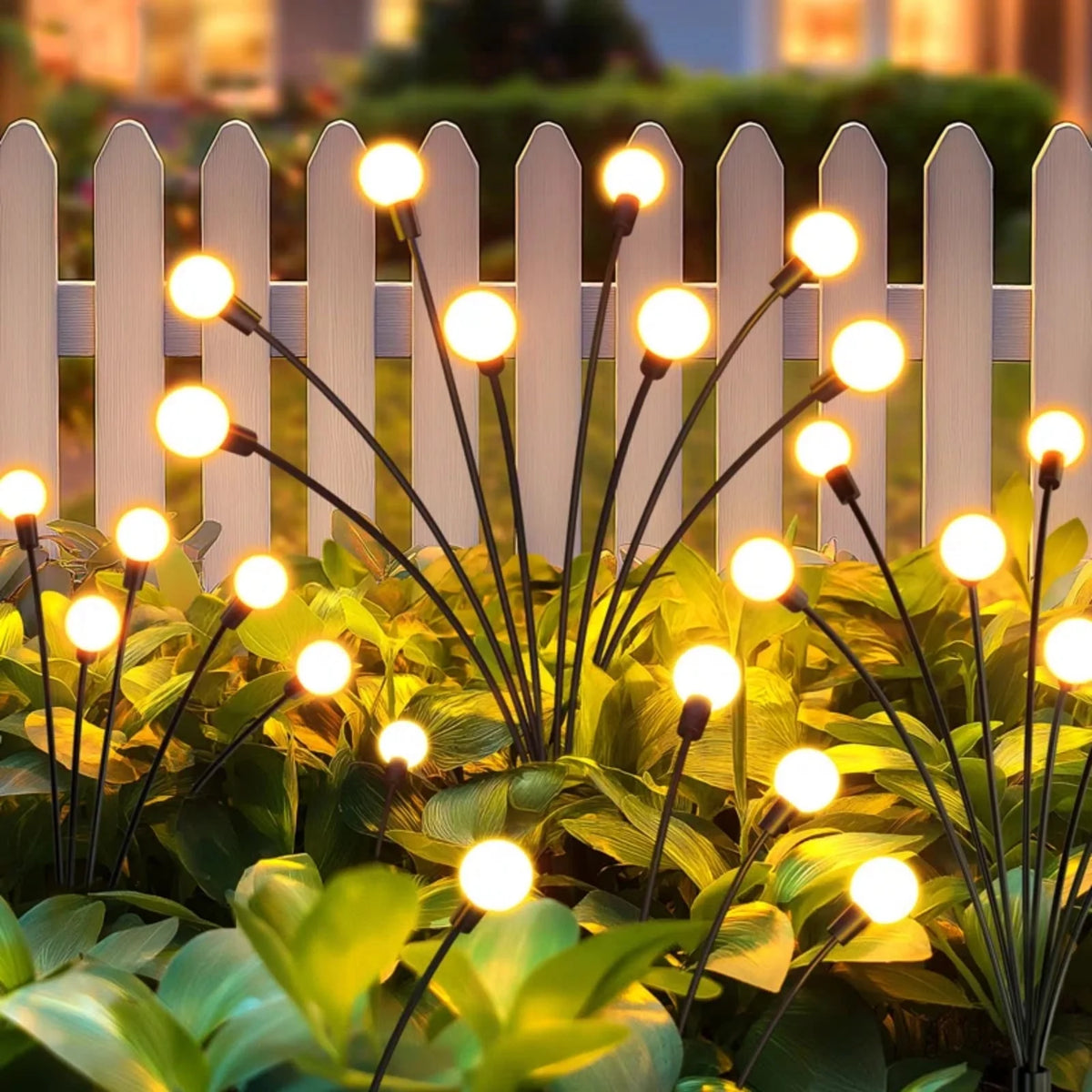 TopZoo Solar Garden Stake Lights, Solar Firefly Lights Outdoor Decorative Waterproof for Outside Backyard Decor, Yard Decor, Garden Decor, Christmas, Warm White Round LED Bulb, 4 Packs