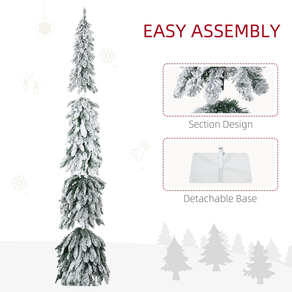 HOMCOM 4' Downswept Slim Snow Artificial Christmas Tree with LED Lights
