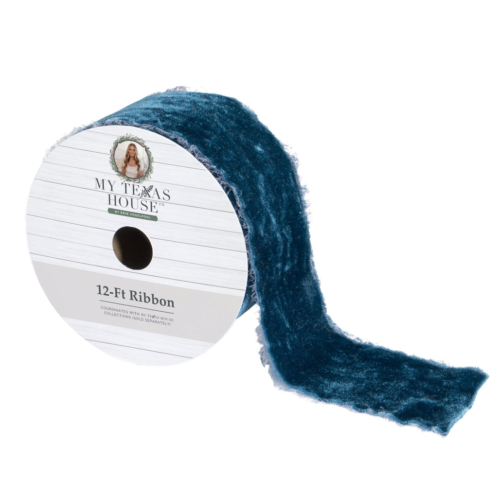 My Texas House Blue Velvet Christmas Ribbon, 2.5" x 12'