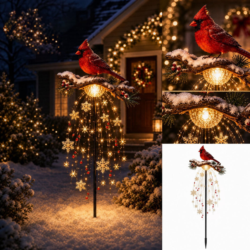 Christmas Reindeer Lighted Yard Stake, Bell and Snowflake Outdoor Decor for Lawn Garden Pathway Porch Holiday Display, 31.9 in