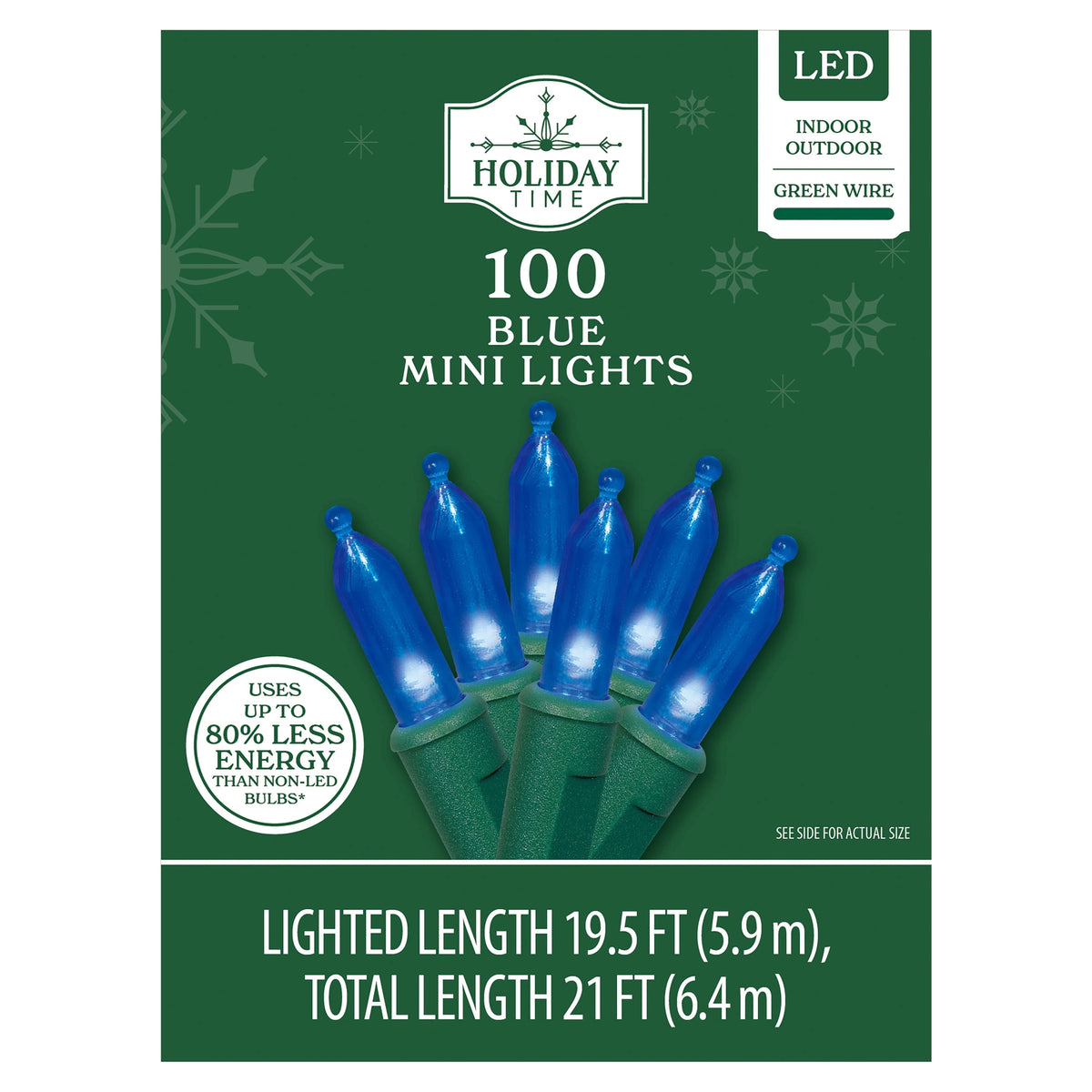 Indoor/Outdoor 100-Count LED Mini Christmas String Lights, Warm White, Green Wire, 19.5', by Holiday Time