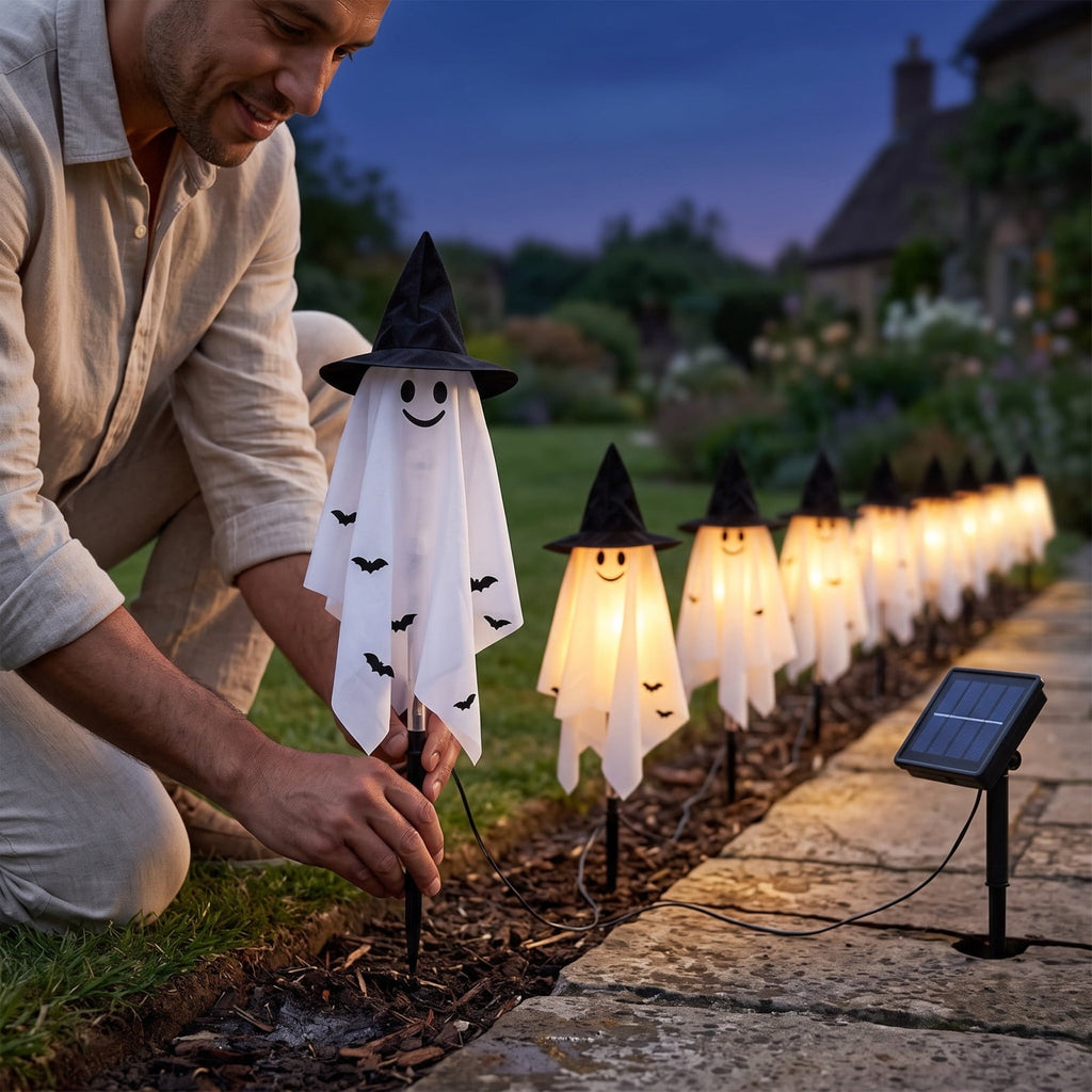 Stijggn Halloween Pumpkin Stake Solar Garden Lights, Waterproof Multi Branch Little Pumpkin Lantern Garden Stake Lights Outdoor Walkway Yard Garden Decoration