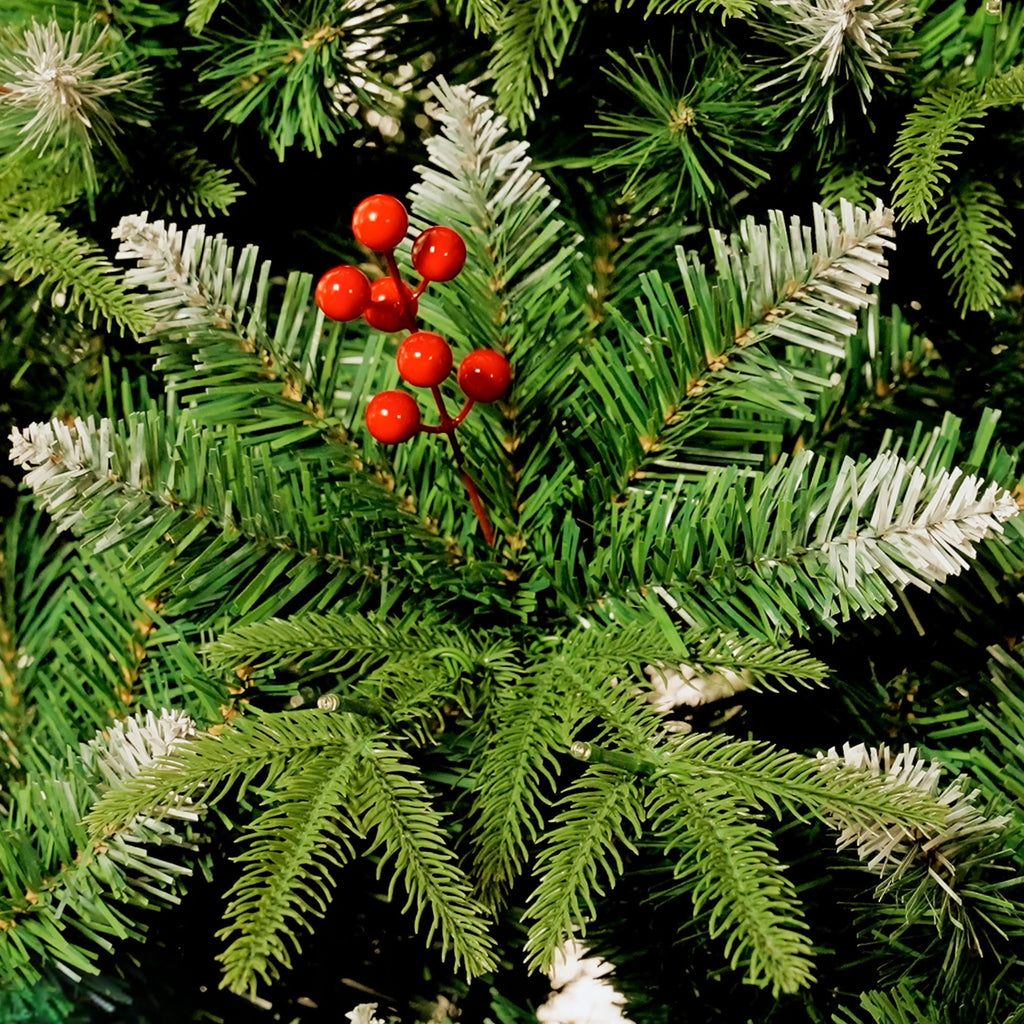 Yexmas 7.5ft Pre-Lit Artificial Christmas Trees,Green Xmas Tree with Large Christmas Tree Storage Bag,Berries, Realistic Artificial Christmas Trees for Home, Office, Party Decoration