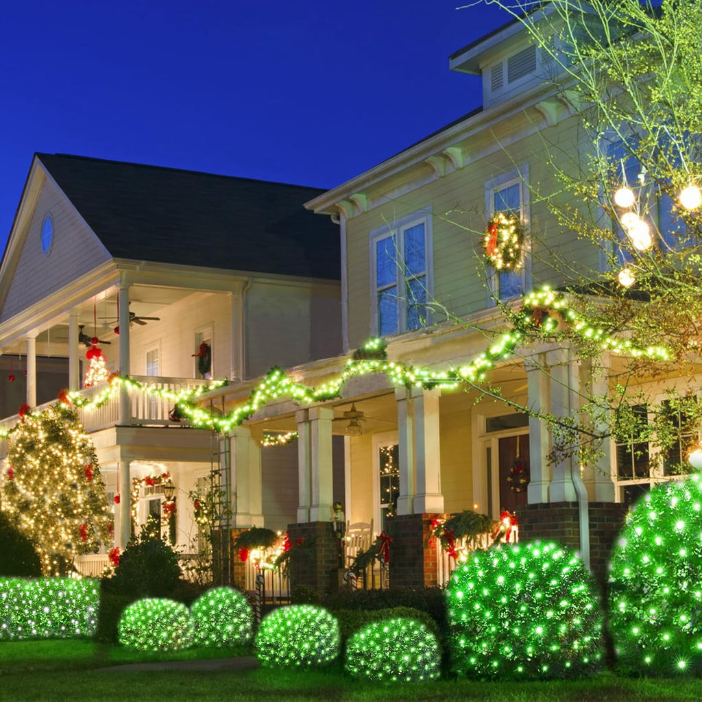 Christmas Net Lights Outdoor, 192 LED 9.8Ft x 6.6Ft Net Lights, Waterproof Christmas Outdoor Mesh Lights for Tree Bushes Holiday Party Garden, Holiday Wedding Party Decorations