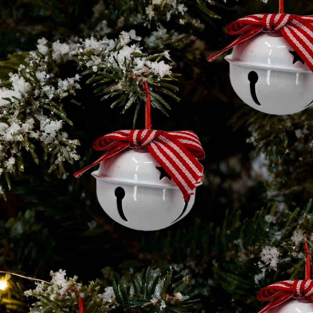 6-Count Red and White Metal Jingle Bell Mini Christmas Ornaments, 1.5", by Holiday Time
