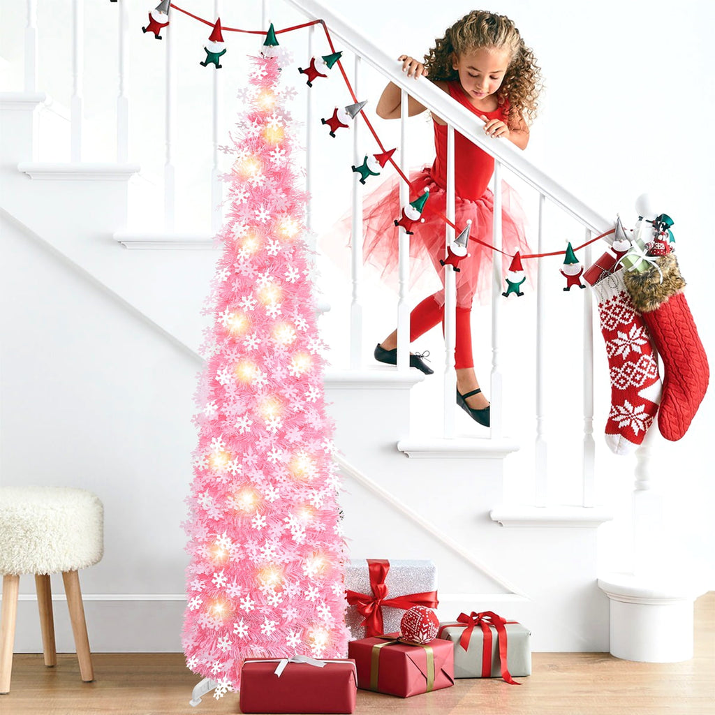 Ayieyill 5ft Pop up Christmas Tree,Color Artificial Pencil Tinsel Xmas Trees for Christmas Indoor Decorations, Collapsible Christmas Tree (Silver)