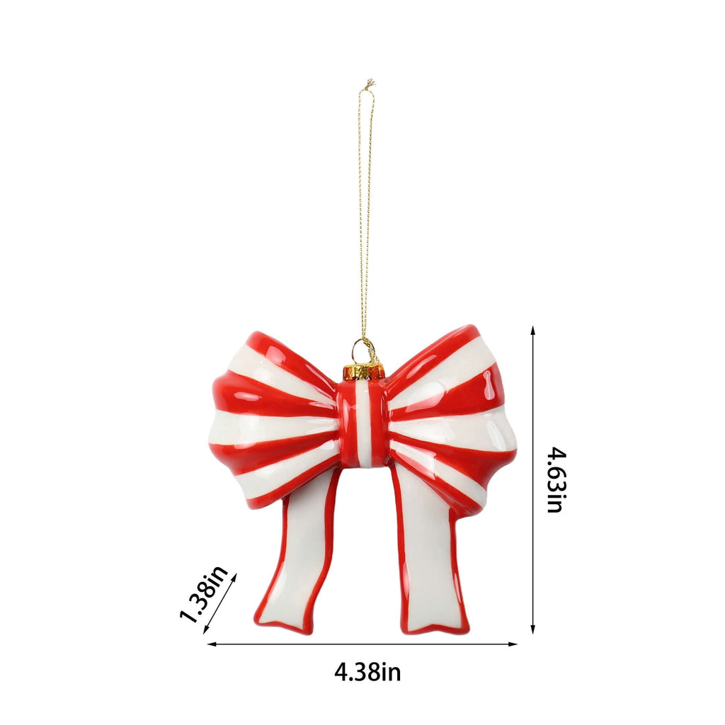 Red and White Stripe Bow Christmas Ornament, 4.5", by Holiday Time