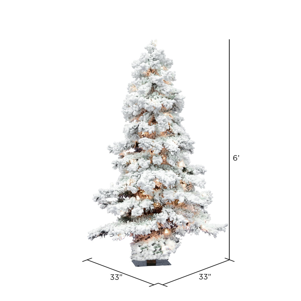 Vickerman 7' Flocked Spruce Artificial Christmas Tree, Warm White LED Lights