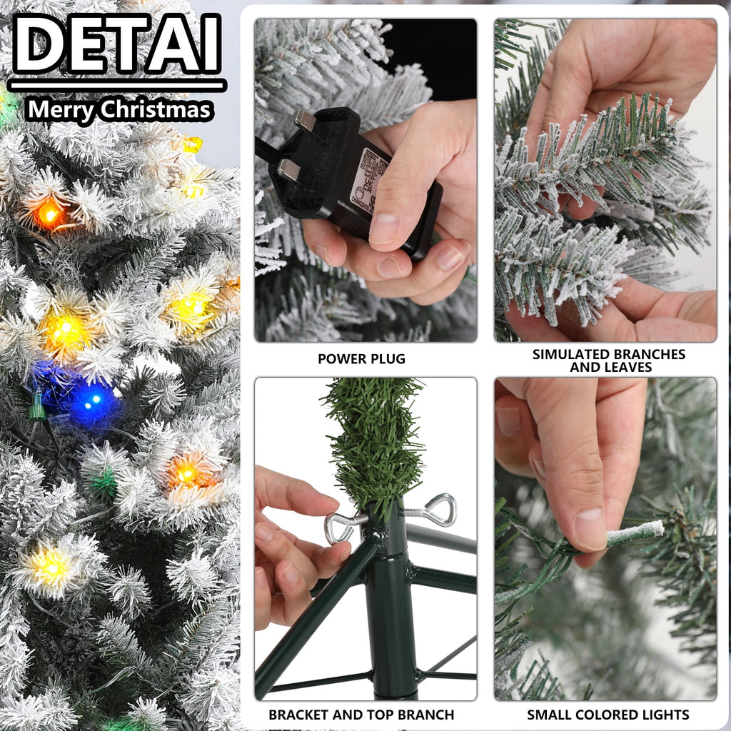 6/7ft Christmas Tree Small Artificial Pencil Tree Fake Christmas Tree with Lights Stand for Xmas Home Office Holiday Decoration
