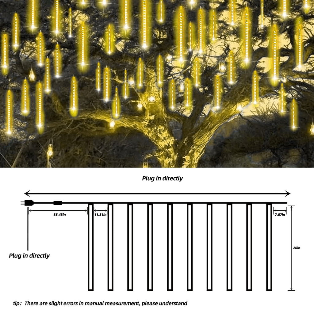 DAYBETTER Multi-Color Meteor Shower Lights Outdoor, Christmas&nbsp;Sting Lights 20in 10 Tube Waterproof Connectable Falling Rain Lights for Garden&nbsp;Yard&nbsp;Halloween Christmas Decoration